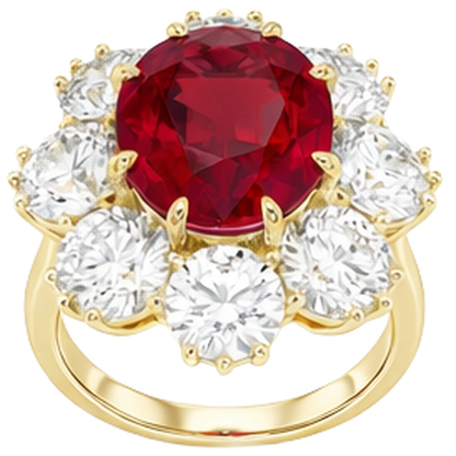 Red Ruby With Natural Earth Mined Diamonds 3 Carats Engagement Ring 14K Yellow Gold