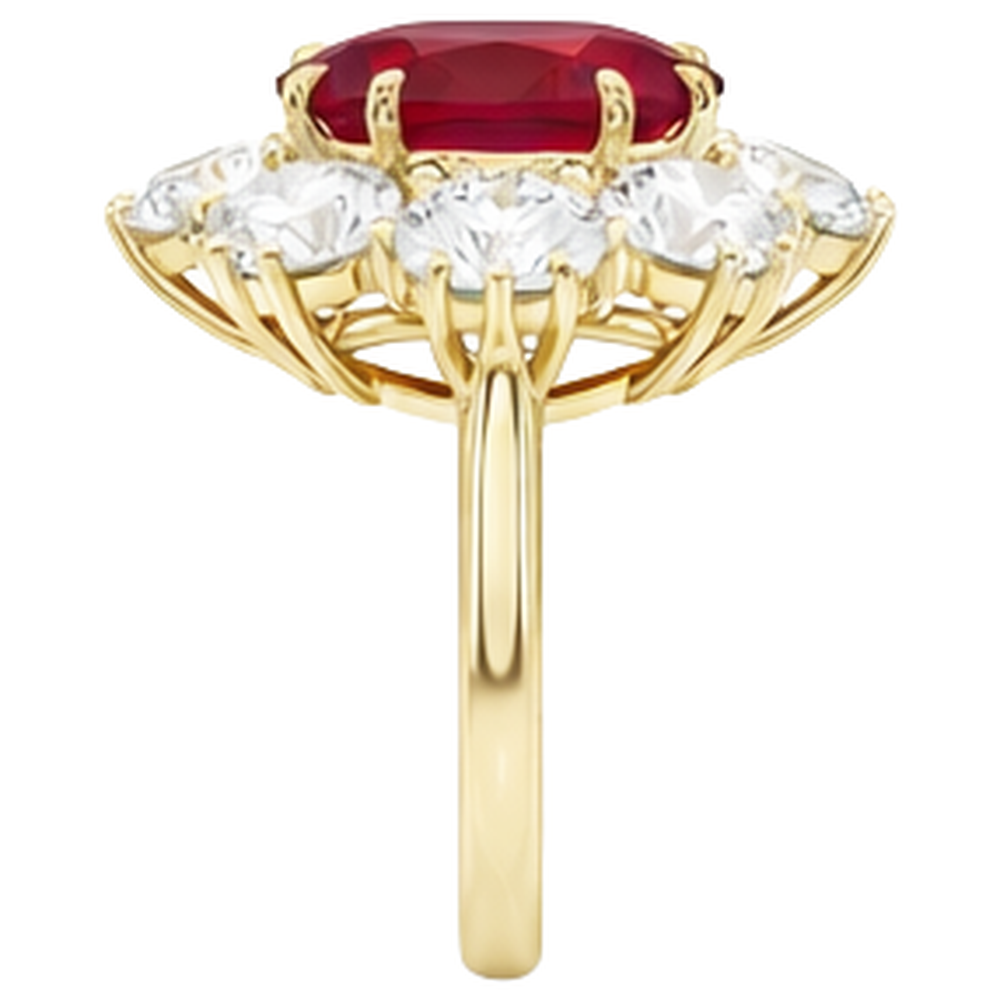 Red Ruby With Natural Earth Mined Diamonds 3 Carats Engagement Ring 14K Yellow Gold