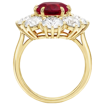 Red Ruby With Natural Earth Mined Diamonds 3 Carats Engagement Ring 14K Yellow Gold