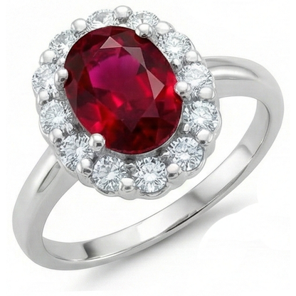 Red Ruby With Natural Earth Mined Diamonds 4.25 Ct Wedding Ring White Gold 14K