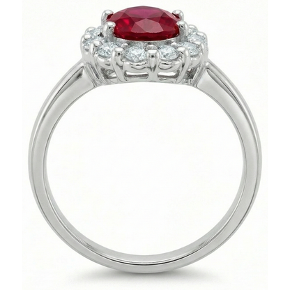 Red Ruby With Natural Earth Mined Diamonds 4.25 Ct Wedding Ring White Gold 14K