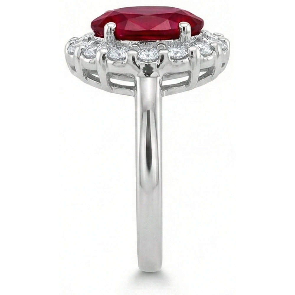 Red Ruby With Natural Earth Mined Diamonds 4.25 Ct Wedding Ring White Gold 14K