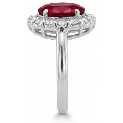 Red Ruby With Natural Earth Mined Diamonds 4.25 Ct Wedding Ring White Gold 14K