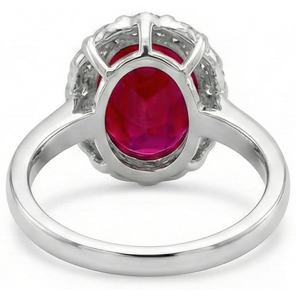 Red Ruby With Natural Earth Mined Diamonds 4.25 Ct Wedding Ring White Gold 14K