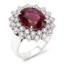 Red Tourmaline And Natural Earth Mined Diamonds 6.5 Ct Engagement Ring 14K Gold