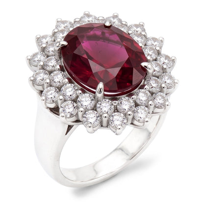Red Tourmaline And Natural Earth Mined Diamonds 6.5 Ct Engagement Ring 14K Gold