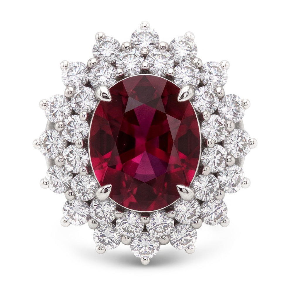 Red Tourmaline And Natural Earth Mined Diamonds 6.5 Ct Engagement Ring 14K Gold