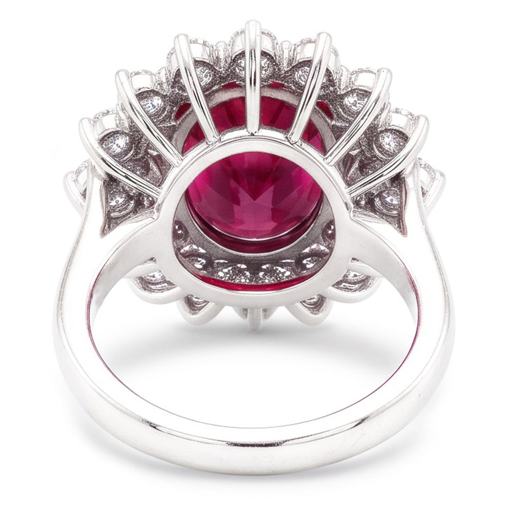 Red Tourmaline And Natural Earth Mined Diamonds 6.5 Ct Engagement Ring 14K Gold