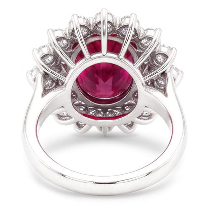 Red Tourmaline And Natural Earth Mined Diamonds 6.5 Ct Engagement Ring 14K Gold