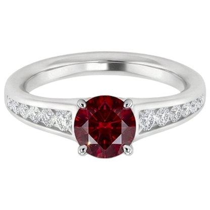Ring 1.10 Carats Burma Ruby Natural Earth Mined Diamond Accented White Gold 14K Jewelry