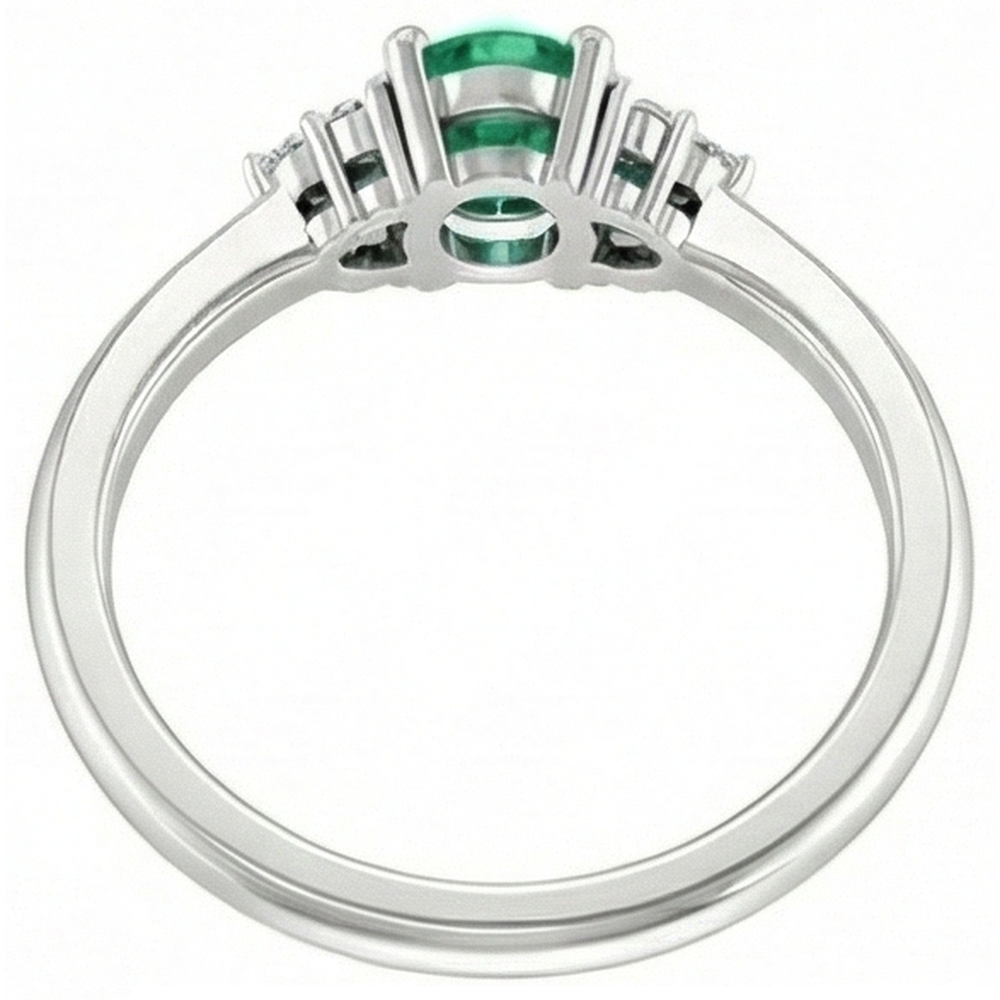 Ring 1 Carat Columbian Green Emerald GIA Natural Earth Mined Diamond Accented Women Jewelry