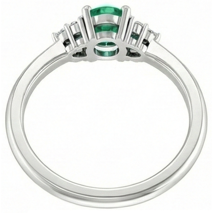Ring 1 Carat Columbian Green Emerald GIA Natural Earth Mined Diamond Accented Women Jewelry
