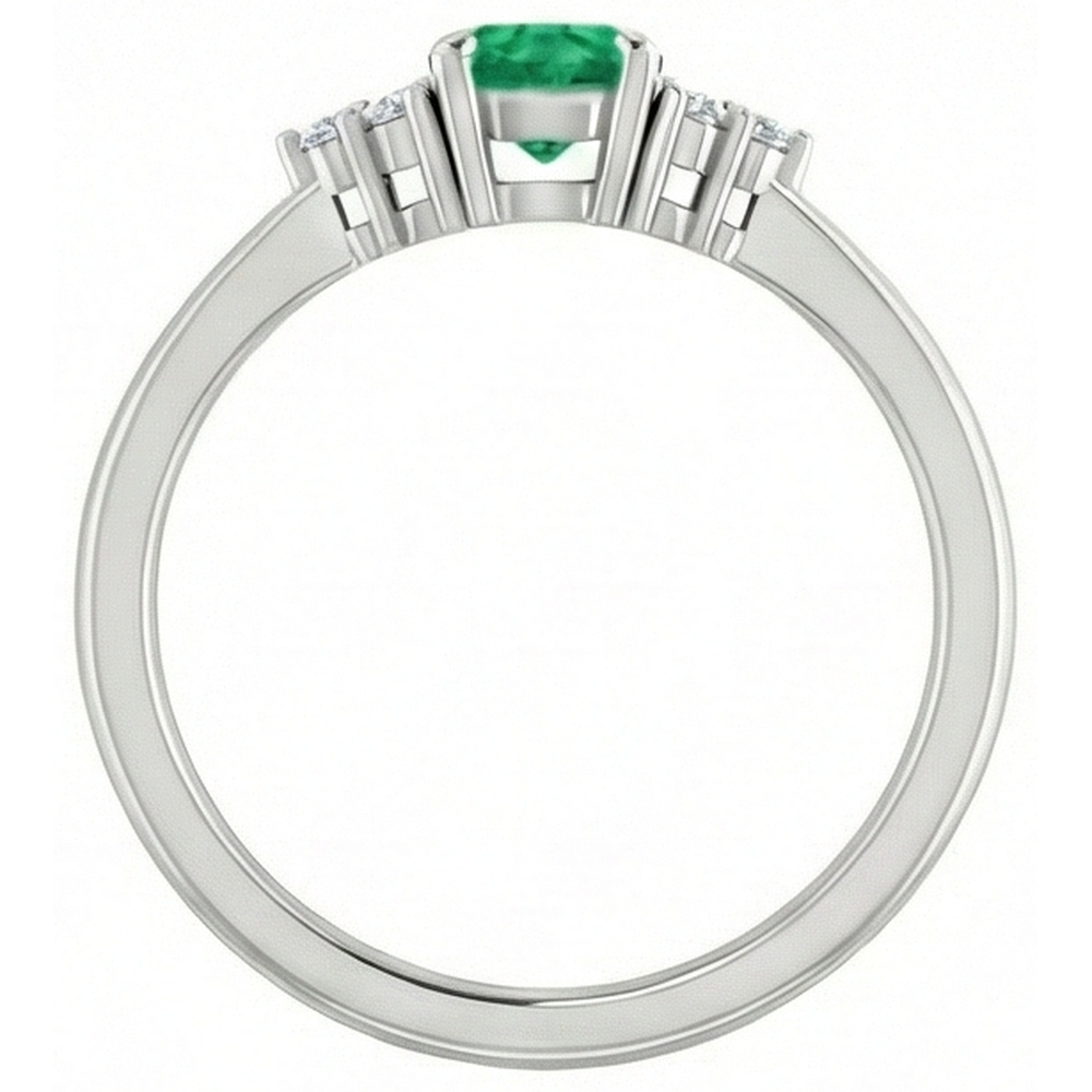 Ring 1 Carat Columbian Green Emerald GIA Natural Earth Mined Diamond Accented Women Jewelry