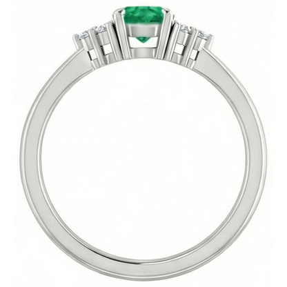 Ring 1 Carat Columbian Green Emerald GIA Natural Earth Mined Diamond Accented Women Jewelry