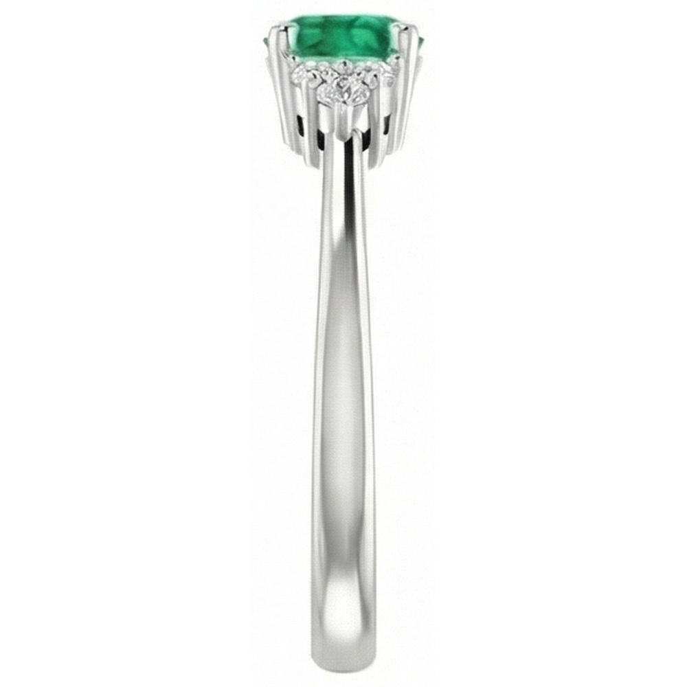 Ring 1 Carat Columbian Green Emerald GIA Natural Earth Mined Diamond Accented Women Jewelry