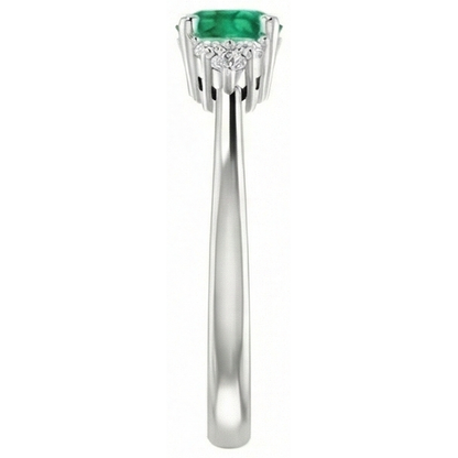 Ring 1 Carat Columbian Green Emerald GIA Natural Earth Mined Diamond Accented Women Jewelry