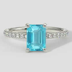 Ring Paraiba Tourmaline 1.50ct Emerald Style