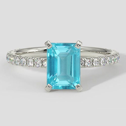 Ring Paraiba Tourmaline 1.50ct Emerald Style