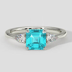 Ring Paraiba Tourmaline 2.10 Carats Assccher Cut