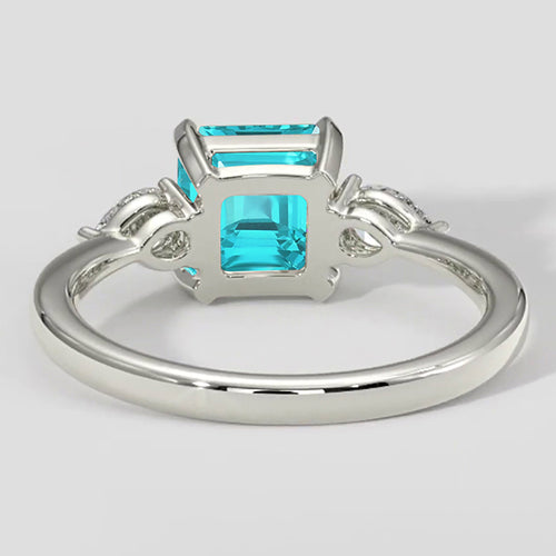 Ring Paraiba Tourmaline 2.10 Carats Assccher Cut