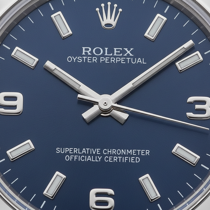 Rolex 31mm Stainless Steel Blue Arabic Dial Watch