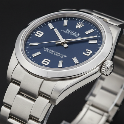 Rolex 31mm Stainless Steel Blue Arabic Dial Watch