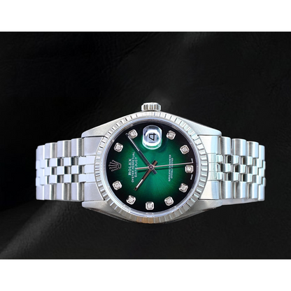Rolex Datejust 36 mm Green Diamond Dial Stainless Steel Watch