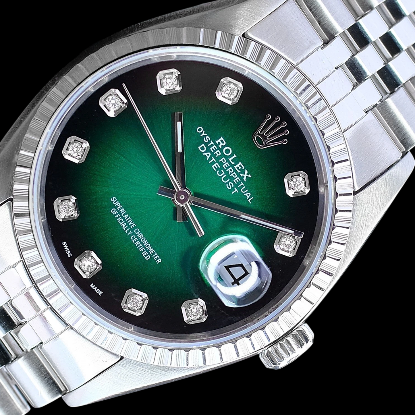 Rolex Datejust 36 mm Green Diamond Dial Stainless Steel Watch