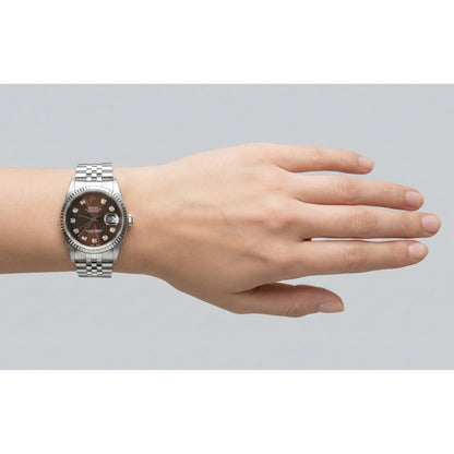 Rolex Datejust Chocolate Diamond Dial Stainless Steel Watch