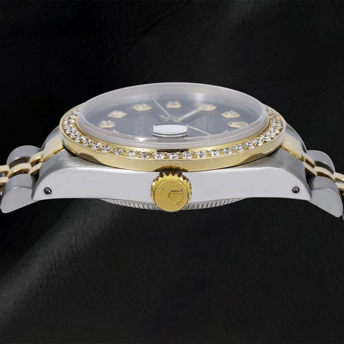 Rolex Mid Size Datejust Diamond Watch Black Midsize Diamond Dial