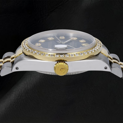 Rolex Mid Size Datejust Diamond Watch Black Midsize Diamond Dial