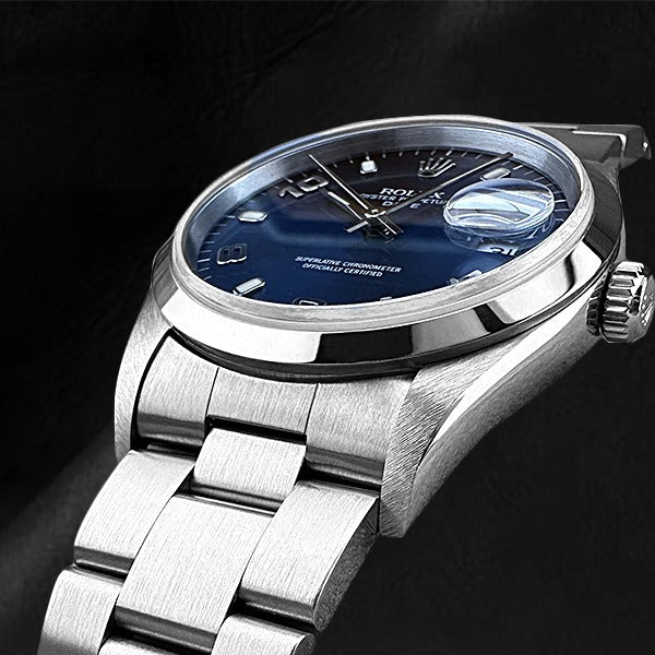 Perpetual Date Blue Arabic 34mm SS Watch