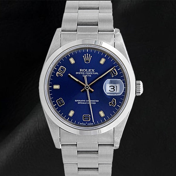 Date Blue Arabic 34mm SS Watch