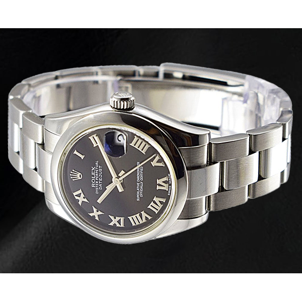 Rolex 178240 Datejust 31mm Black Roman Dial Oyster Bracelet Stainless Steel Ladies Watch