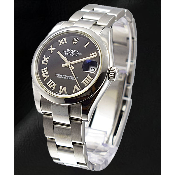 Rolex 178240 Datejust 31mm Black Roman Dial Stainless Steel Ladies Watch