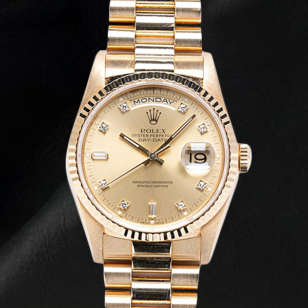 Rolex 18238 Day-Date 36mm Champagne Diamond Dial Yellow Gold Watch