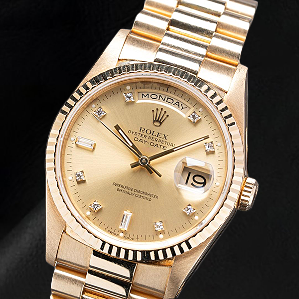 Rolex 18238 Day-Date 36mm Champagne Diamond Dial Yellow Gold Watch