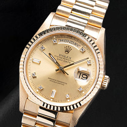 Rolex 18238 Day-Date 36mm Champagne Diamond Dial Yellow Gold Watch