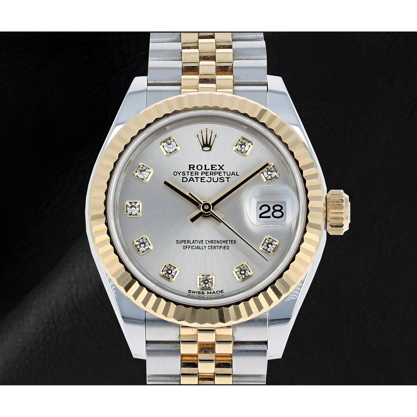 natural diamond watch front view
