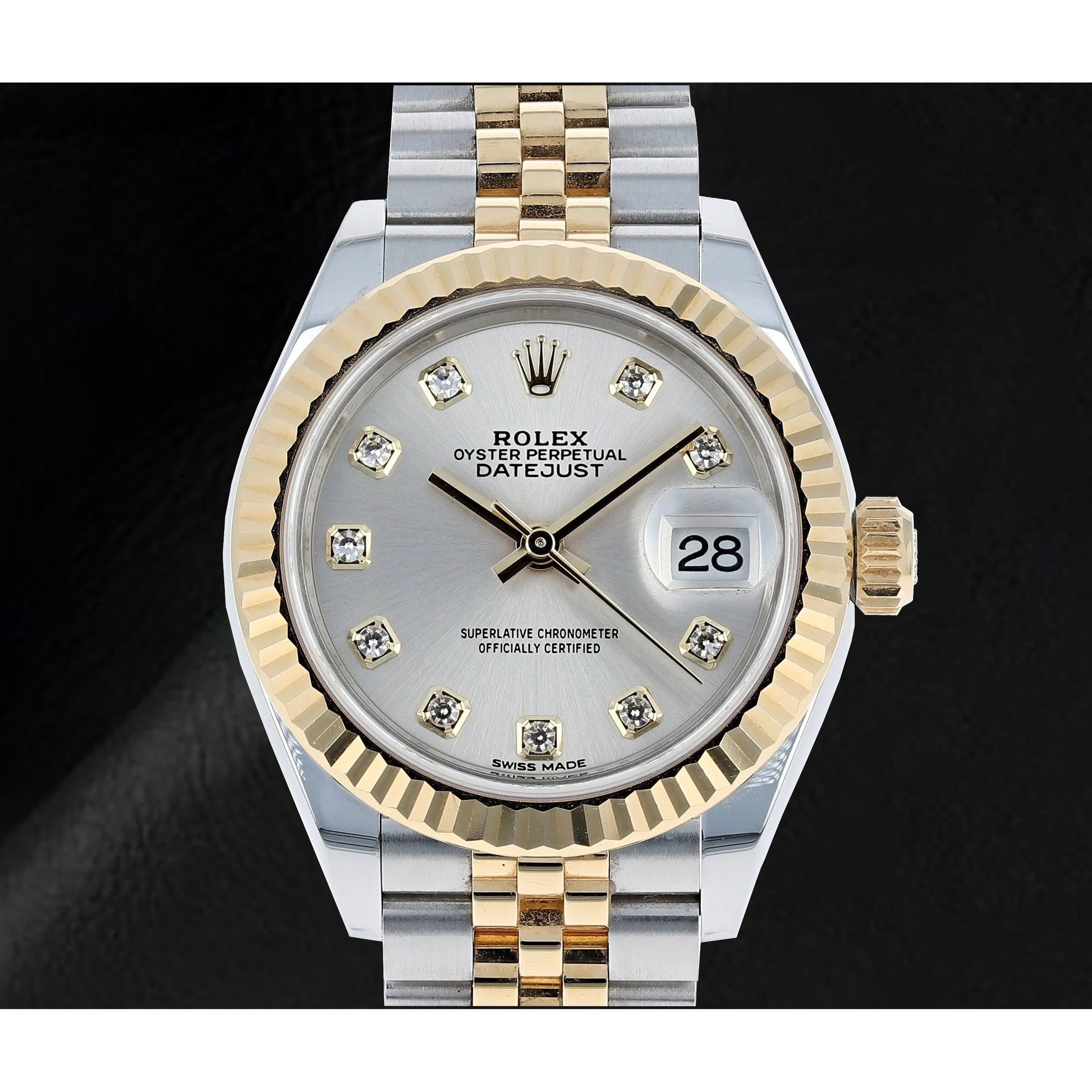 natural diamond watch front view