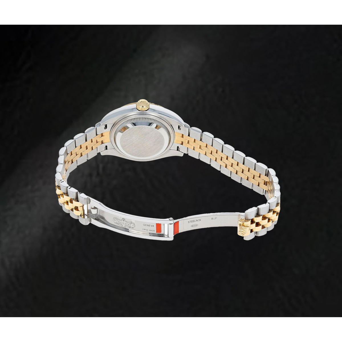 natural round diamond watch close up detail