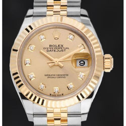Natural Rolex Ladies Beautiful Diamond Dial Two Tone Watch