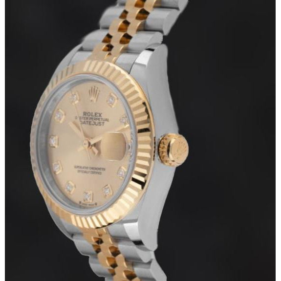 natural round diamond watch close up detail