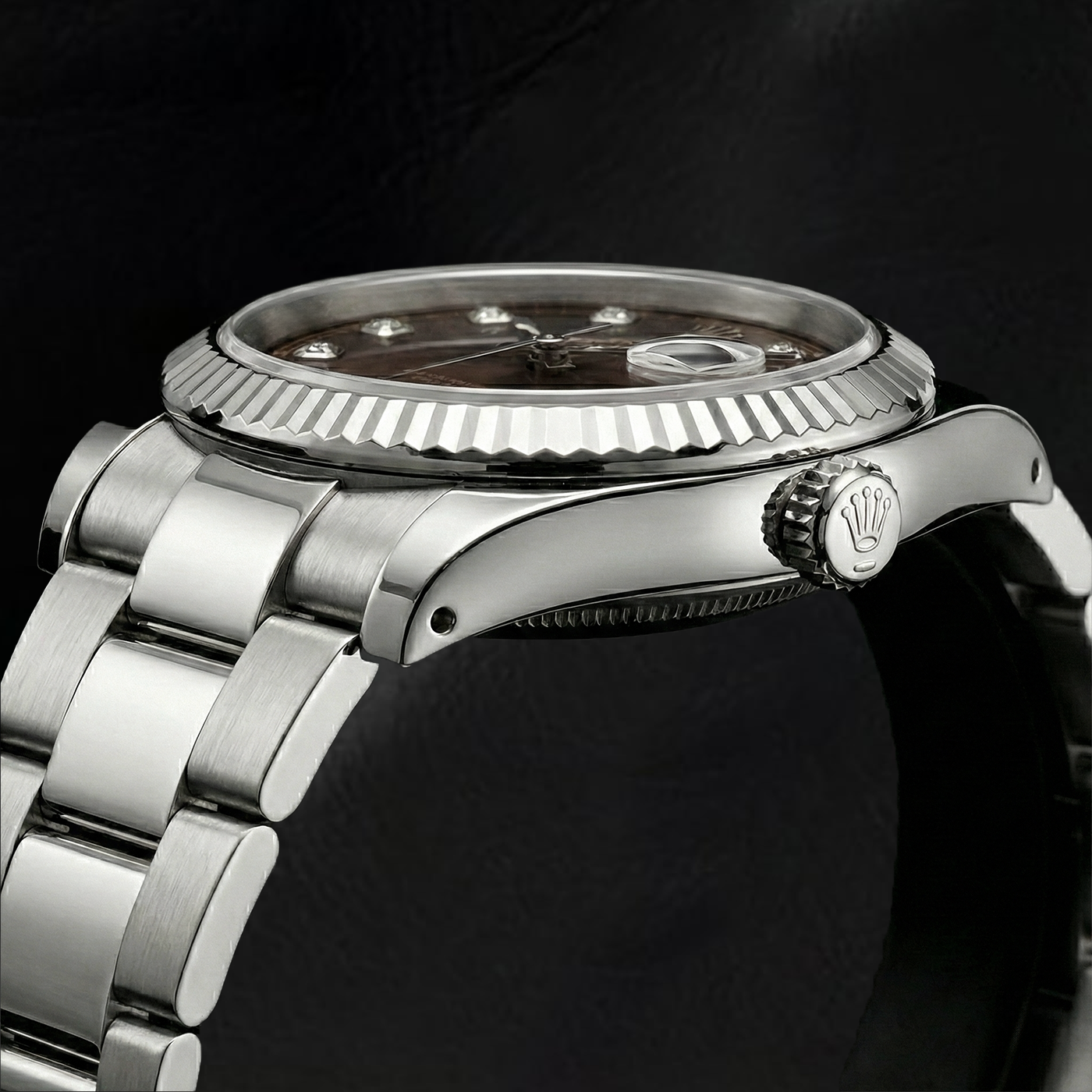 Rolex 36 mm Chocolate Diamond Dial Stainless Steel Watch Oyster Band