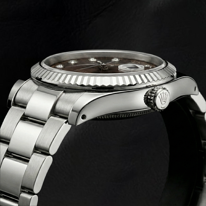 Rolex 36 mm Chocolate Diamond Dial Stainless Steel Watch Oyster Band