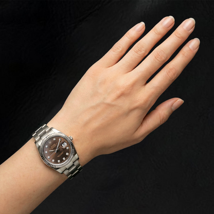 Rolex 36 mm Chocolate Diamond Dial Stainless Steel Watch Oyster Band