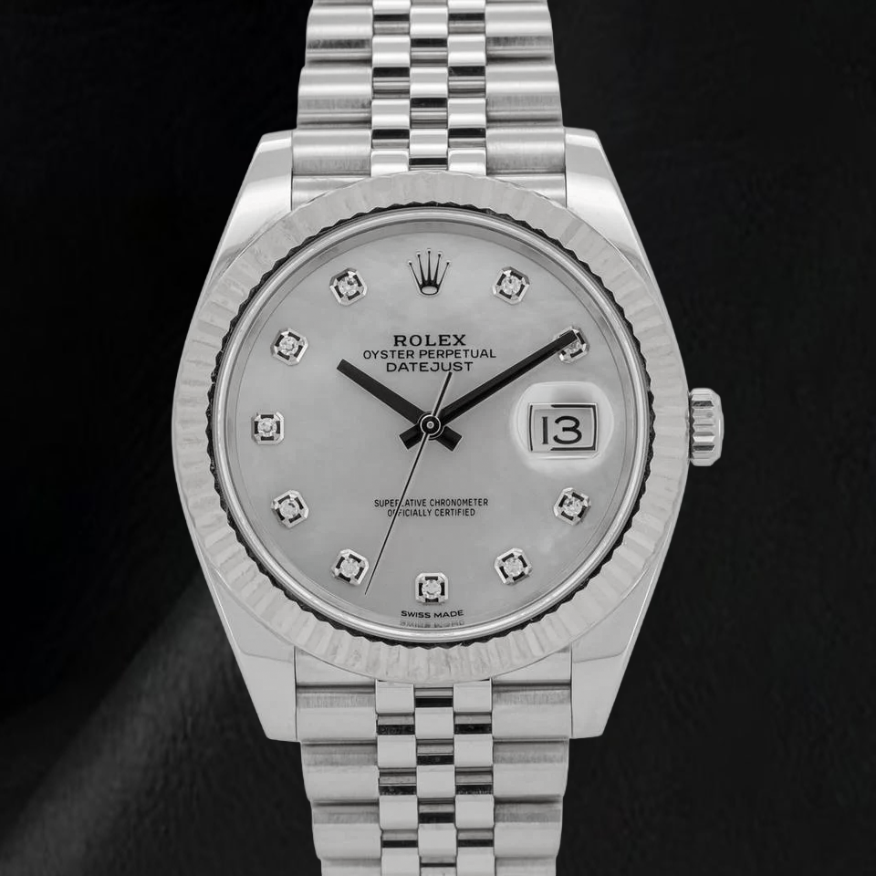 Rolex Datejust 41mm Mother of Pearl Diamond Dial Jubilee Bracelet Stainless Steel Watch