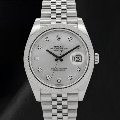 Rolex Datejust 41mm Mother of Pearl Diamond Dial Jubilee Bracelet Stainless Steel Watch