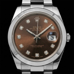 Natural Rolex 41 mm Chocolate Diamond Dial Oyster Band Stainless Steel Watch