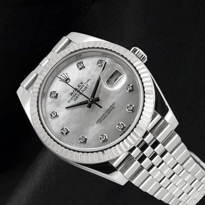 Rolex Datejust 41mm Mother of Pearl Diamond Dial Jubilee Bracelet Stainless Steel Watch